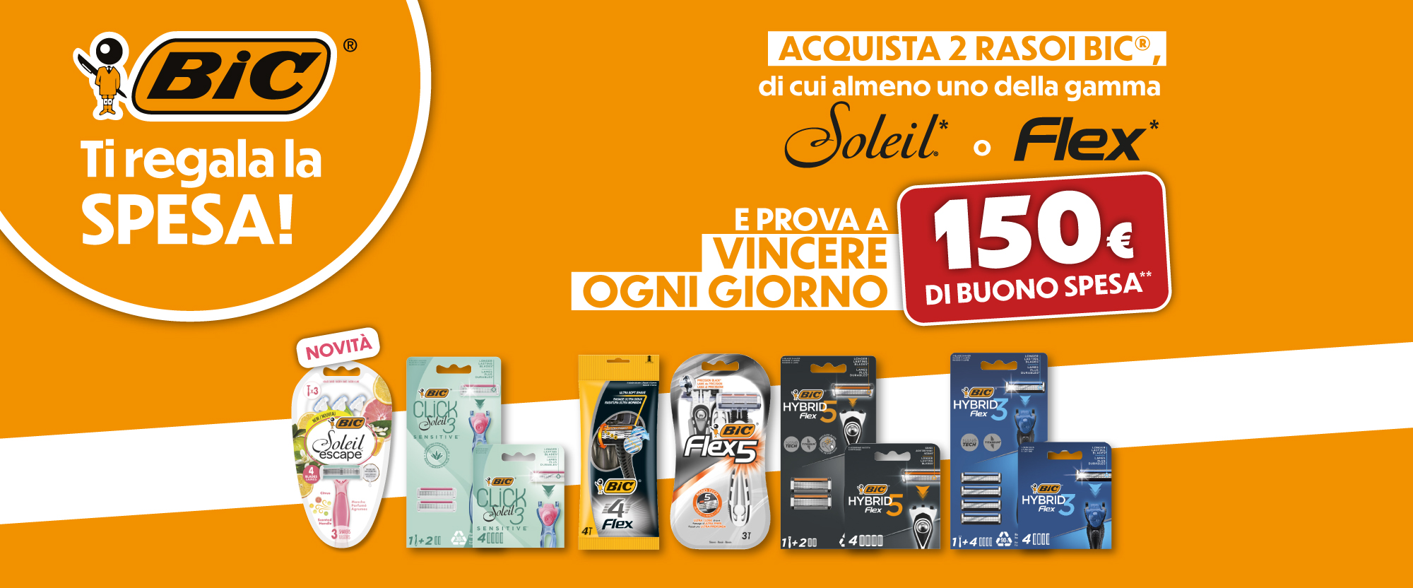 Immagine desktop: Bic ti regala la spesa, acquista 2 rasoi Bic di cui almeno uno della gamma Soleil o Flex, e prova a vincere ogni giorno un buono spesa da 150€
